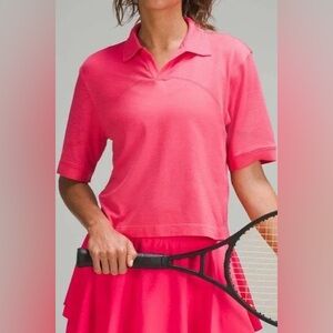 lululemon lip gloss Pink swiftly Cropped Polo Top